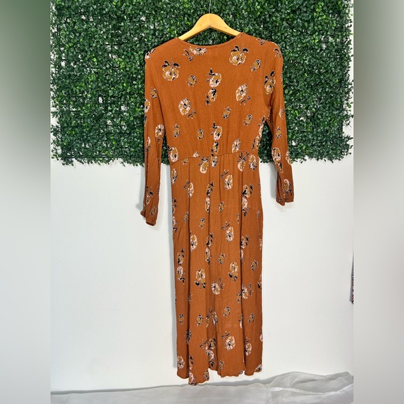 Stitchfix French Grey Brown Floral MIDI Cottagecore Milkmaid Dress Size Large - Picture 4 of 10